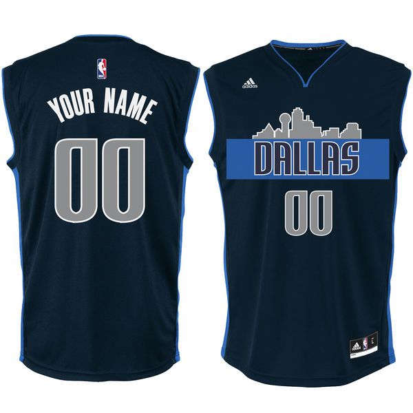 Men Dallas Mavericks Adidas Navy Alternate Custom Replica NBA Jersey